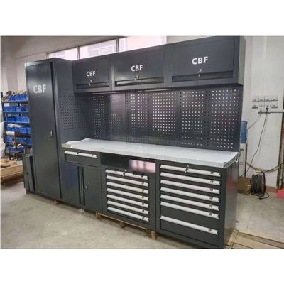 ওয়ার্কশপ স্টীল সমন্বয় সরঞ্জাম ক্যাবিনেটের জন্য চলমান বড় নতুন কালো গ্যারেজ ওয়ার্কবেঞ্চ /