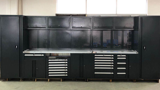 ওয়ার্কশপ স্টীল সমন্বয় সরঞ্জাম ক্যাবিনেটের জন্য চলমান বড় নতুন কালো গ্যারেজ ওয়ার্কবেঞ্চ /