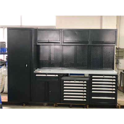 ওয়ার্কশপ স্টীল সমন্বয় সরঞ্জাম ক্যাবিনেটের জন্য চলমান বড় নতুন কালো গ্যারেজ ওয়ার্কবেঞ্চ /