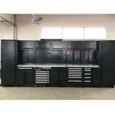 ওয়ার্কশপ স্টীল সমন্বয় সরঞ্জাম ক্যাবিনেটের জন্য চলমান বড় নতুন কালো গ্যারেজ ওয়ার্কবেঞ্চ /