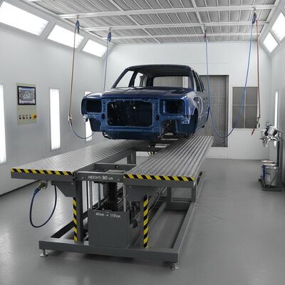 অ্যাডজাস্টেবল বেঞ্চ উচ্চতা ৪০ সেমি থেকে ১১৮ সেমি সহ অটো পেইন্ট বুথ, ৩০০মিমি স্টিল স্ট্রাকচার বেস এবং স্নাইডার কন্ট্রোল কম্পোনেন্টস